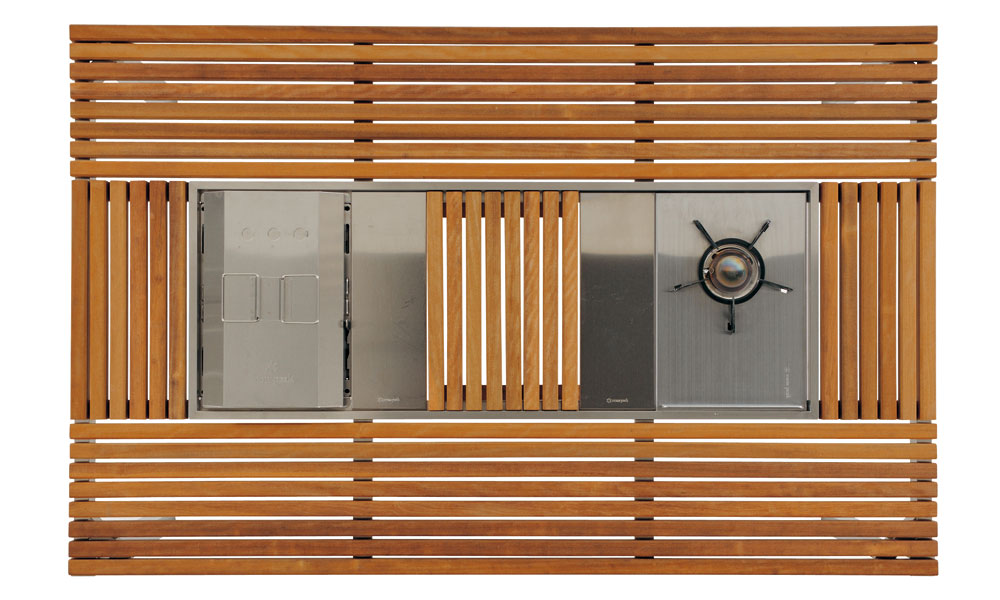 手渡し限定】 Peak ガーデンテーブル・ウッドトップ2枚・ベンチ2脚