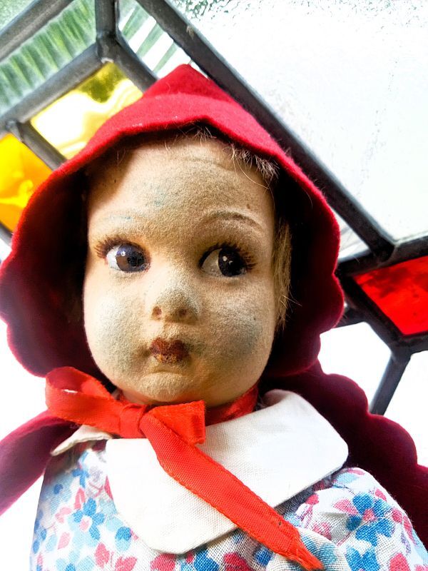 LENCI DOLL アンティークのレンチ・ドール 赤い頭巾の人形 31cm