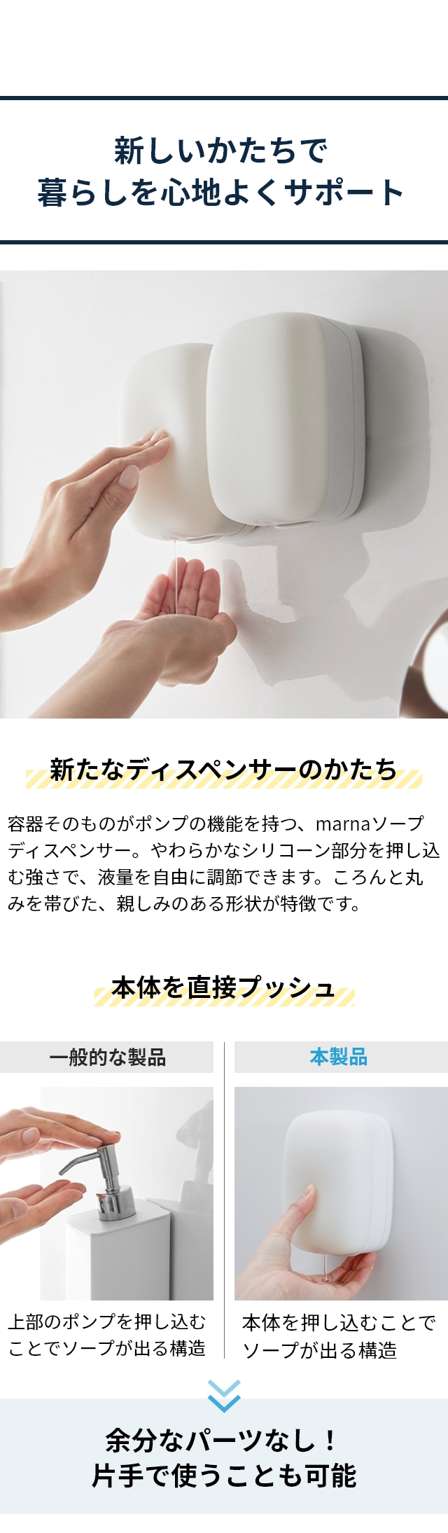 マーナ 【豪華特典付き】 シャンプーボトル マグネットディスペンサー