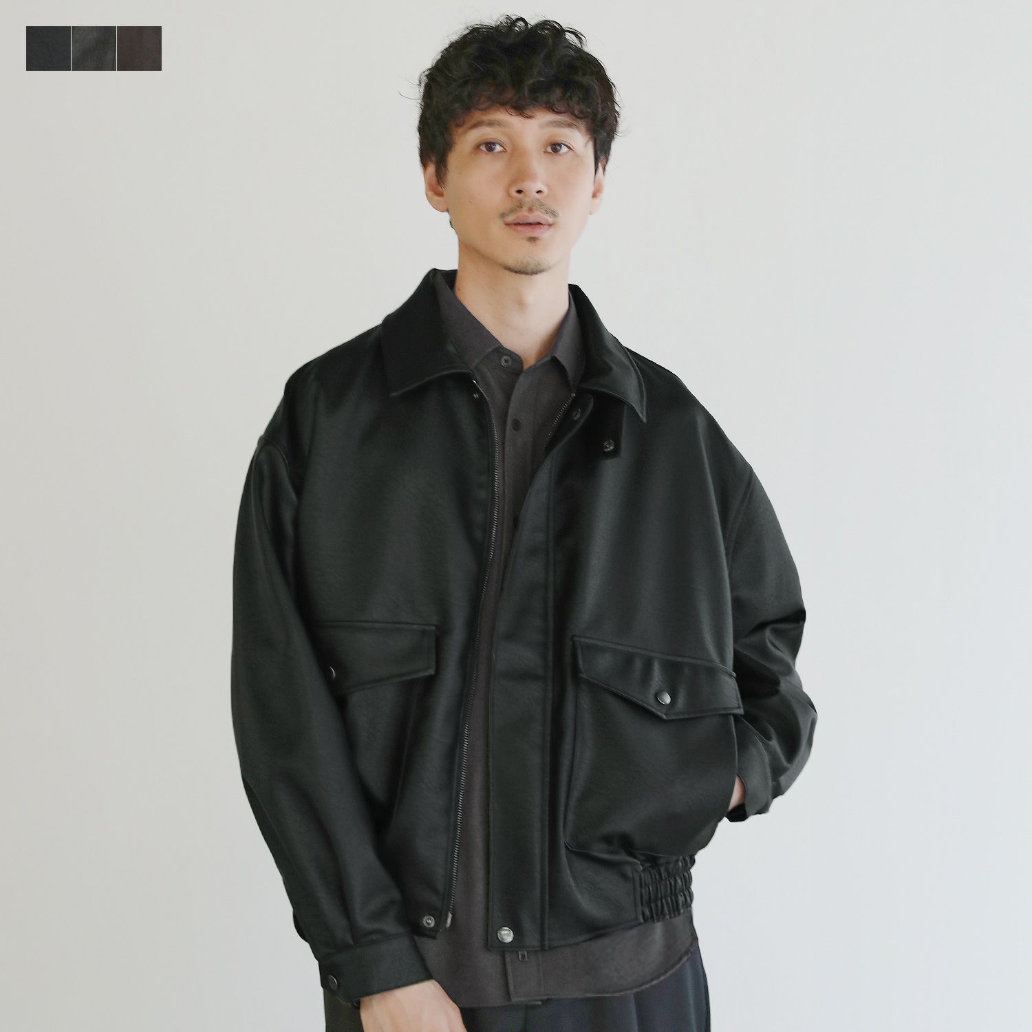 A-2デザイン レザー ボンバージャケット ブルゾン グランジ 短丈