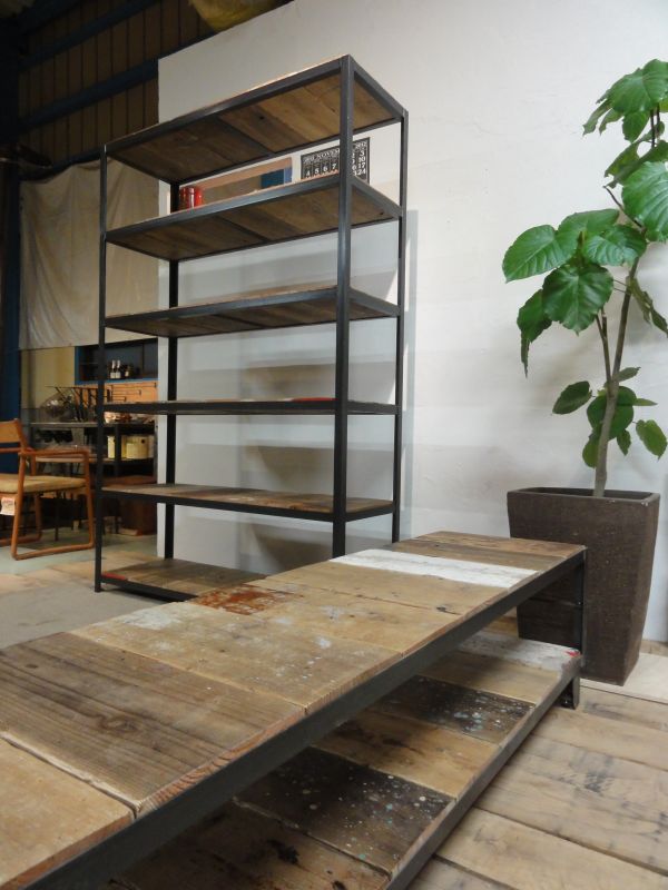 ≪シェルフ≫【アイアンシェルフ×USED足場板 Ashiba-Iron shelf】 ASHI