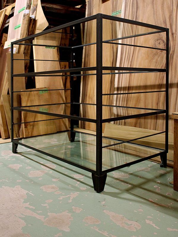 ≪シェルフ≫【アイアンシェルフ/4段 ガラス棚/GLASS】 IRSH-008