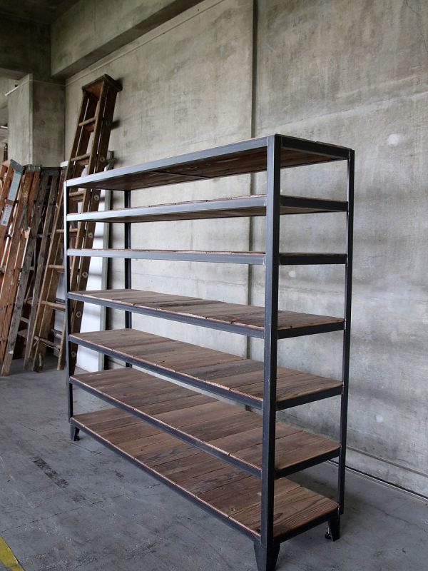 ≪シェルフ≫【アイアンシェルフ/7段/USED足場板/ラフ仕上げ】 IRSH