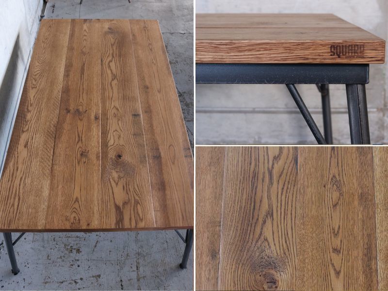 ≪こたつ≫【無垢オーク ラフ仕上げ/サイズオーダー/鉄脚ローテーブル
