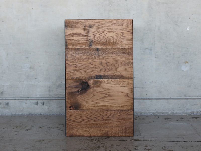 ≪サイドテーブル≫【無垢木×アイアン コの字型 棚付/サイドテーブル