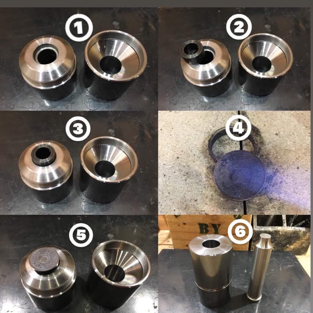 リングパンチとスペーサーセット に穴をあける パンチアンドダイセット