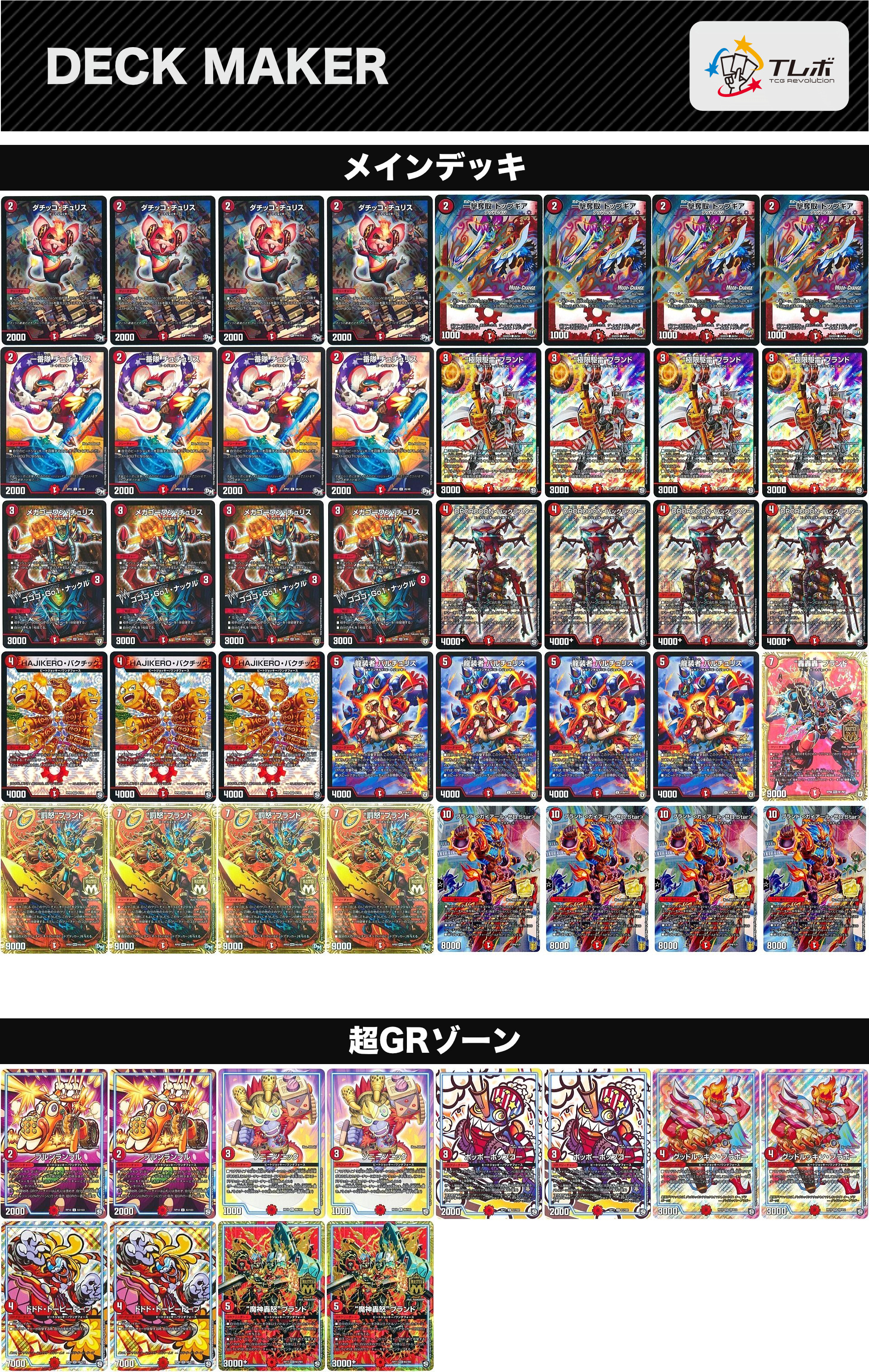 デュエルマスターズ 赤単ガイアールブランド(仮) デッキレシピ詳細