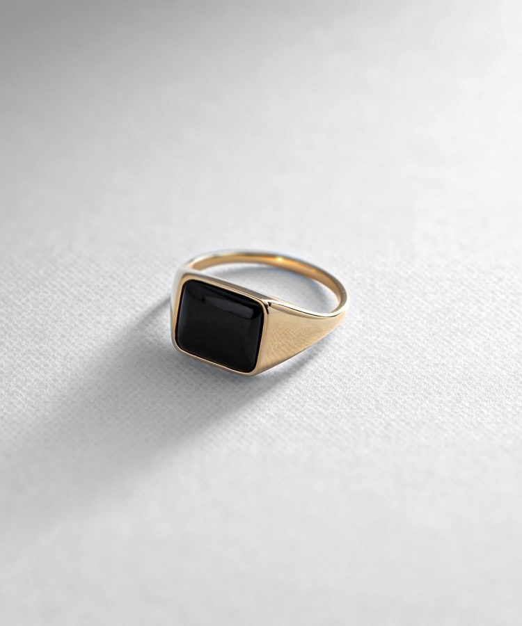 アンティーク】シグネットリング（オニキス）（9K）12号【J22022