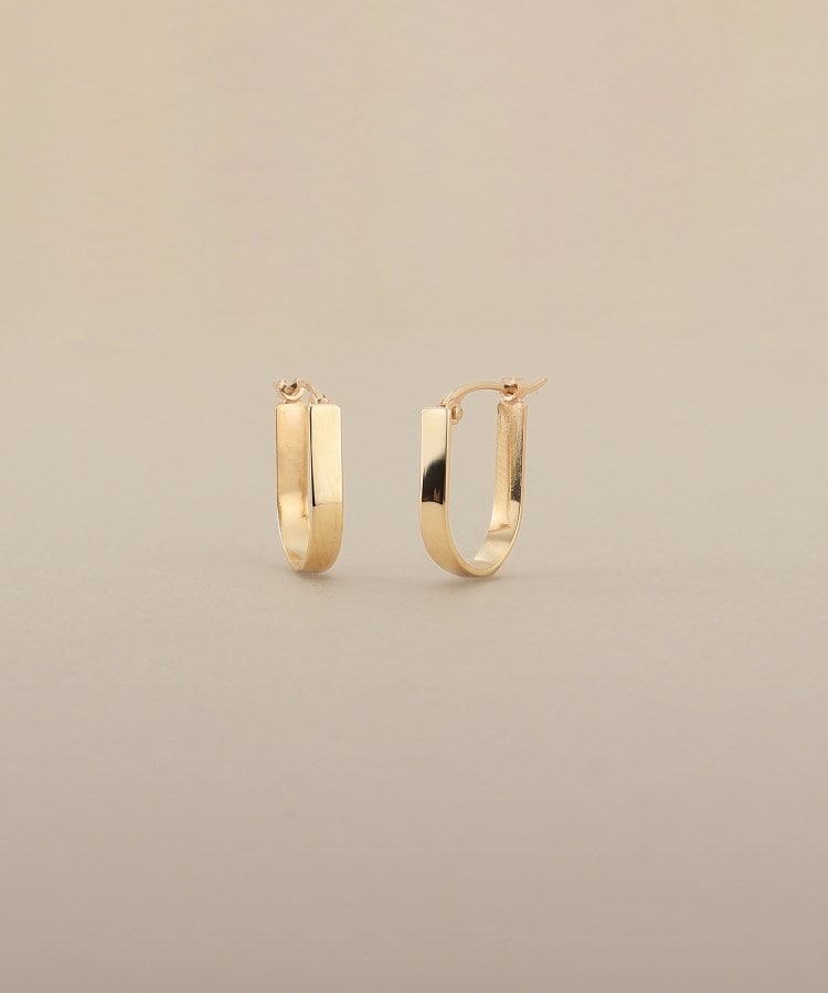 COCOSHNIK オーバル フープピアス シルバー×K10 ゴールド K10平打ち