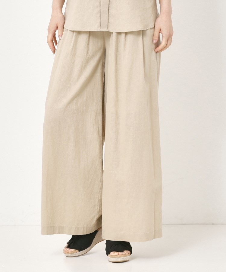 コットンリネン素材・SET－UP可】ワイドガウチョパンツ（フルレングス