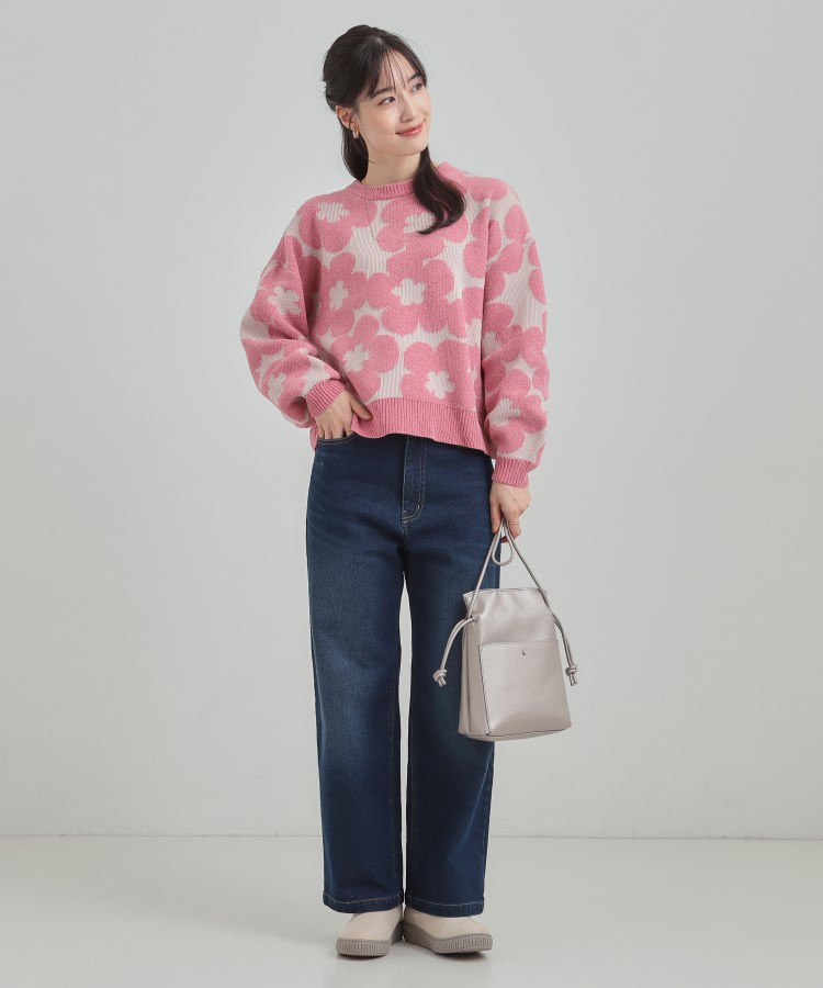 S-LL】レトロ感漂う デイジー柄 総柄ニット（ニット/セーター） | SHOO