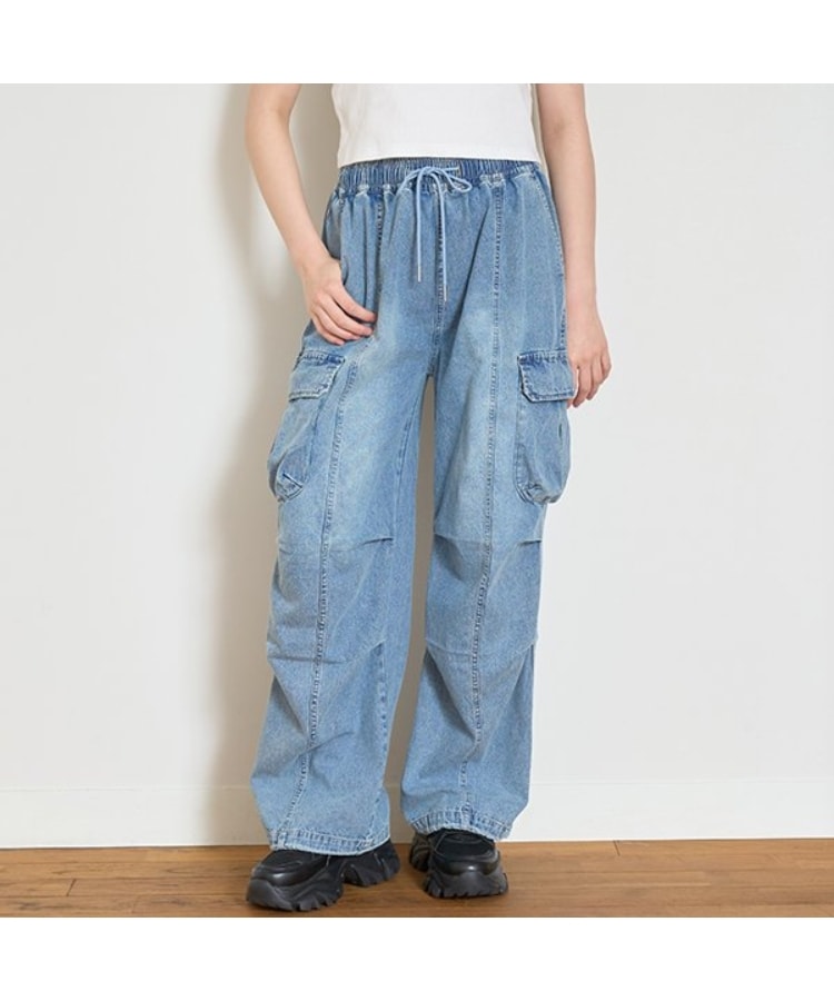 LTXC】【接触冷感/ひんやり】デニムカーゴパンツ（デニムパンツ