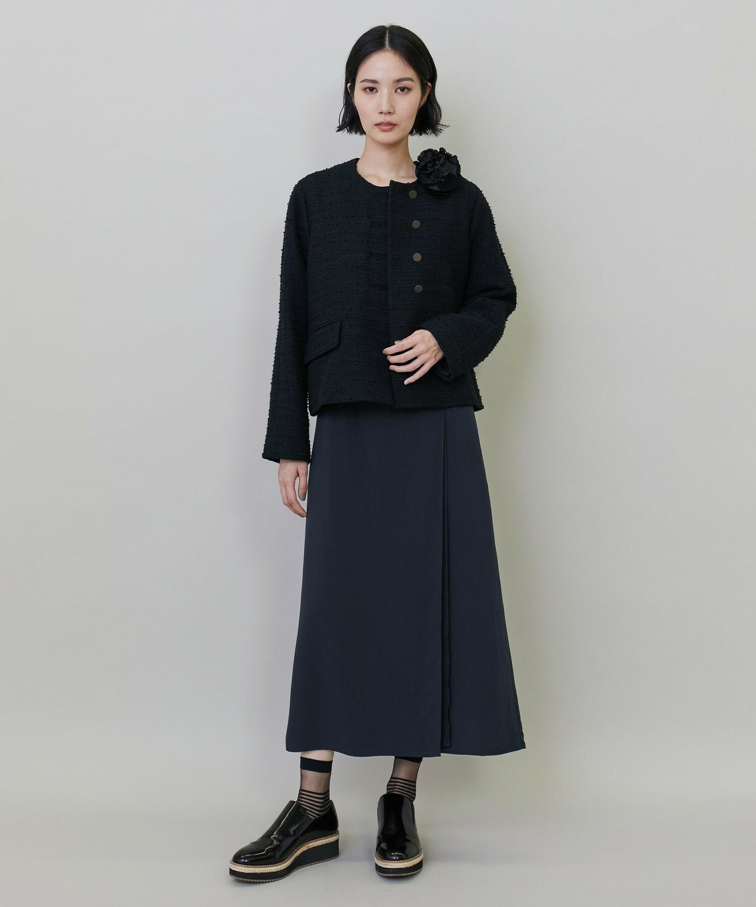 スラブツイードノーカラージャケット｜BIGI online store - ビギ