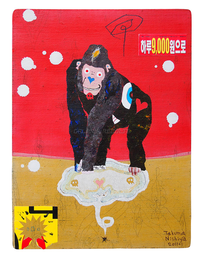 西谷拓磨 「犯人は誰だ」現代ポップアーティスト 油彩 水彩 絵画 本物保証