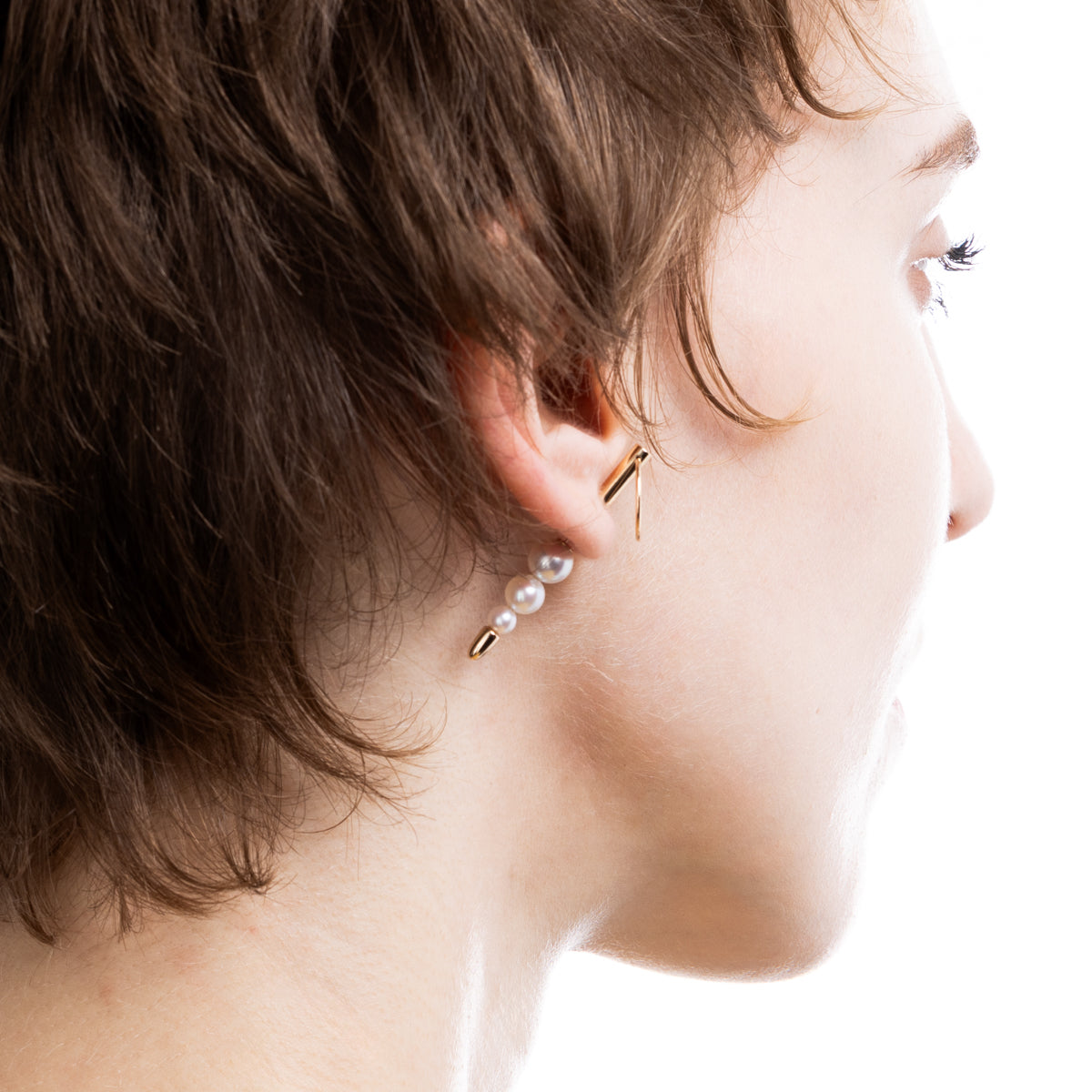 PUNCTURE バック スピア ドアノッカー アコヤパール ピアス Sサイズ