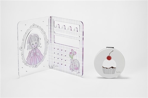 Caho アクリルアクセサリースタンド＆コンパクトミラーセット 幸せは