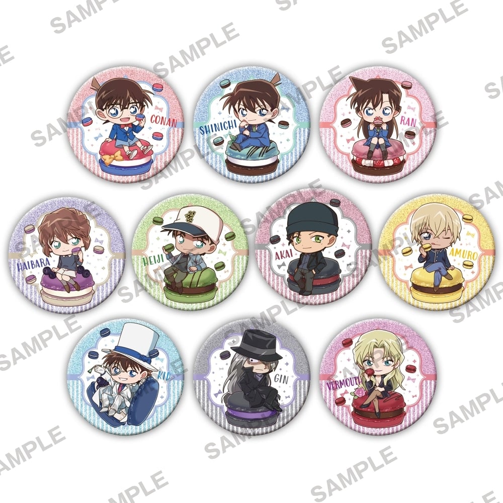 再販】「名探偵コナン」キラキラ缶バッジ マカロンver. BOX: グッズ