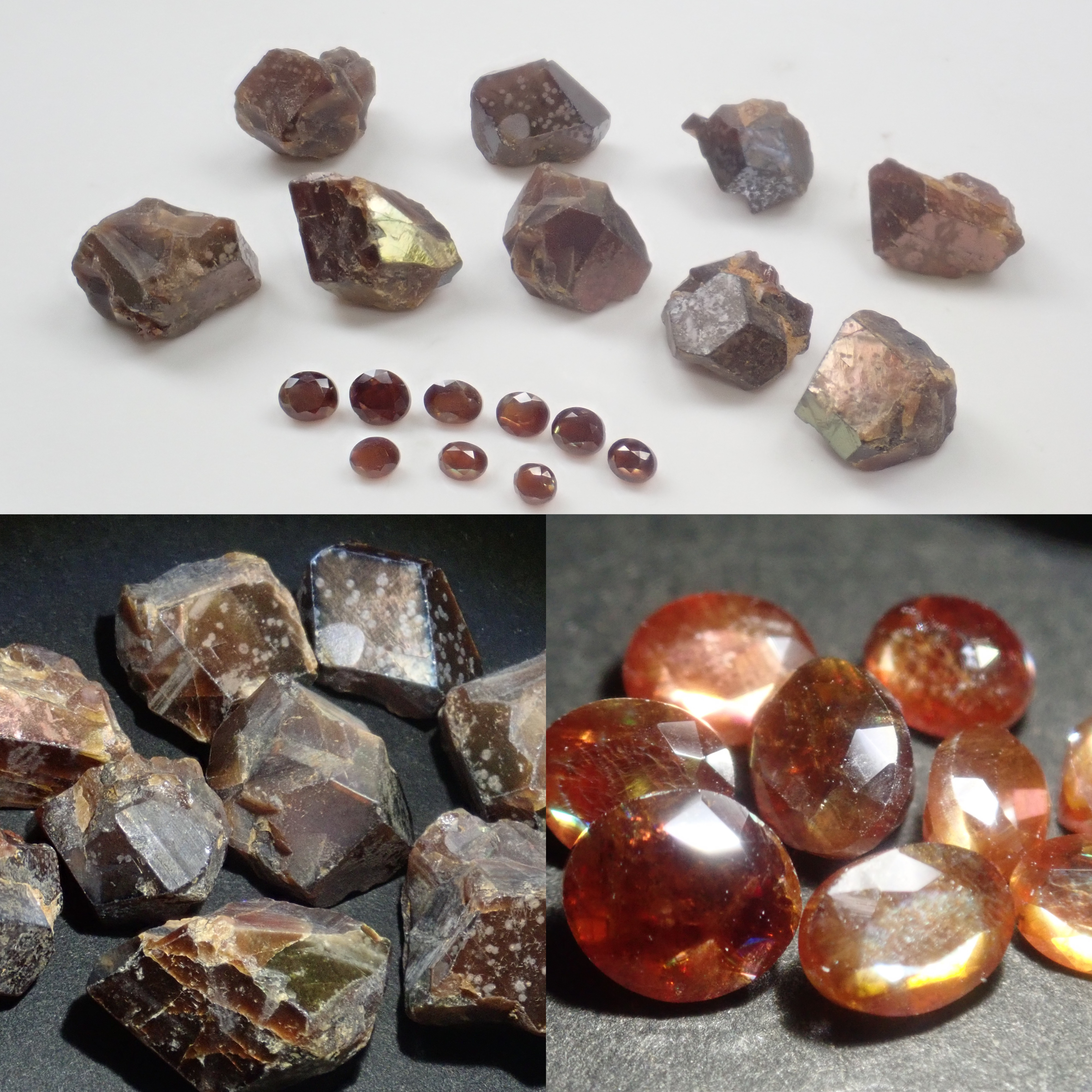 奈良県天川村産レインボーガーネット原石＋ルース2石セット《複数購入