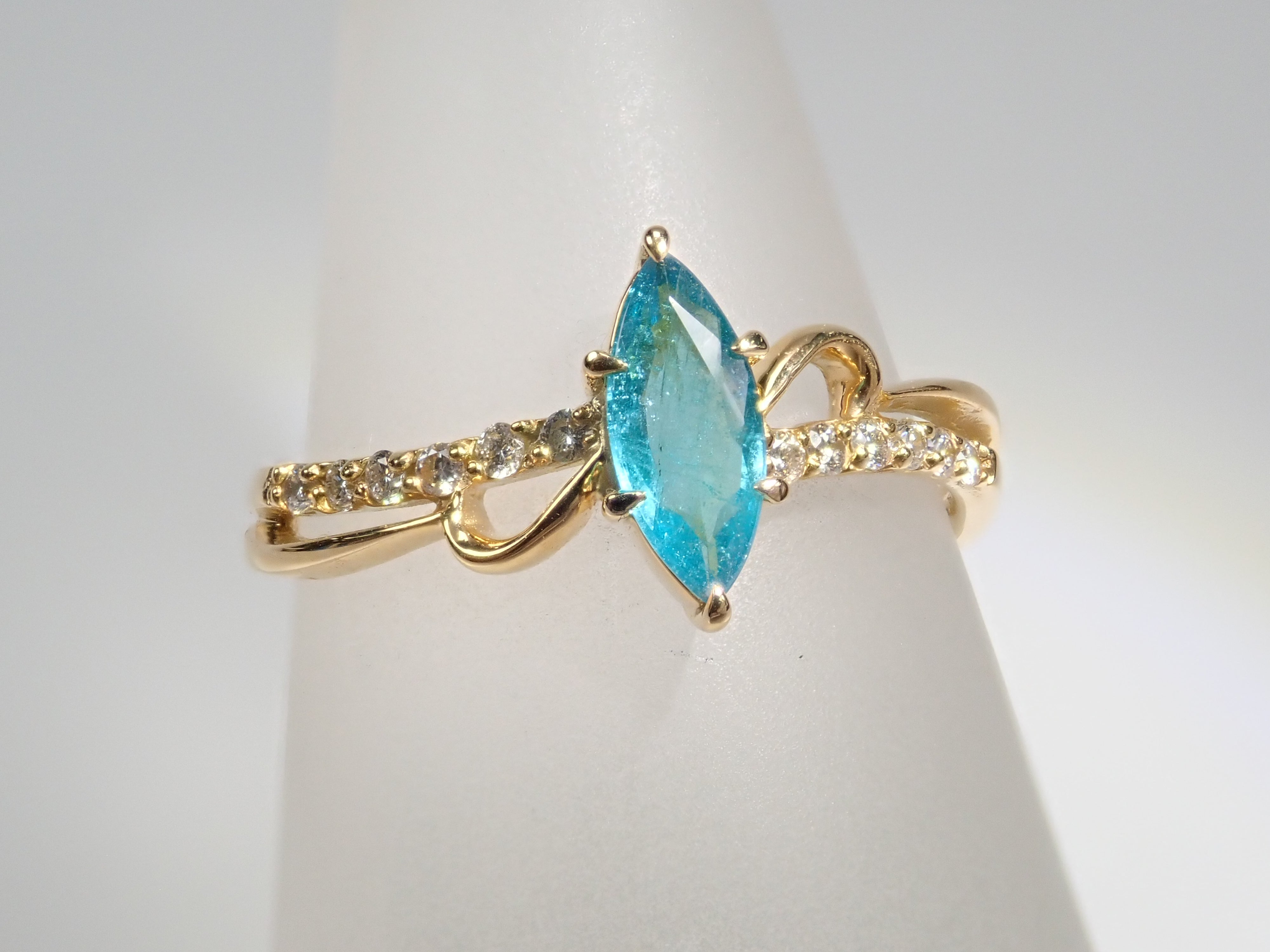 ねこちゃん】S925ラボグロウンパライバトルマリンリング6ct 【ねこ