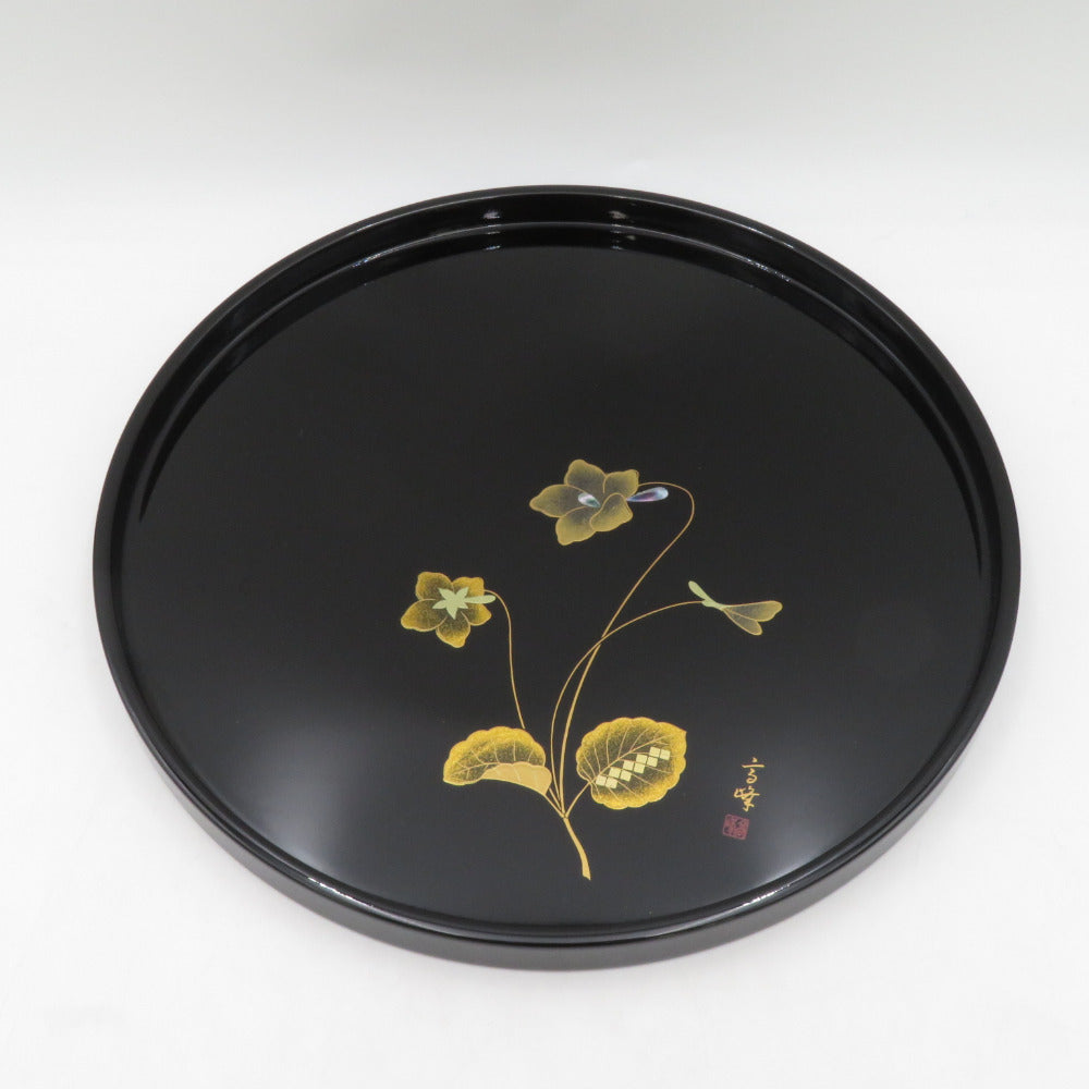 漆芸家 並木恒延作 お盆 柿 漆芸家 並木恒延作 お盆 柿