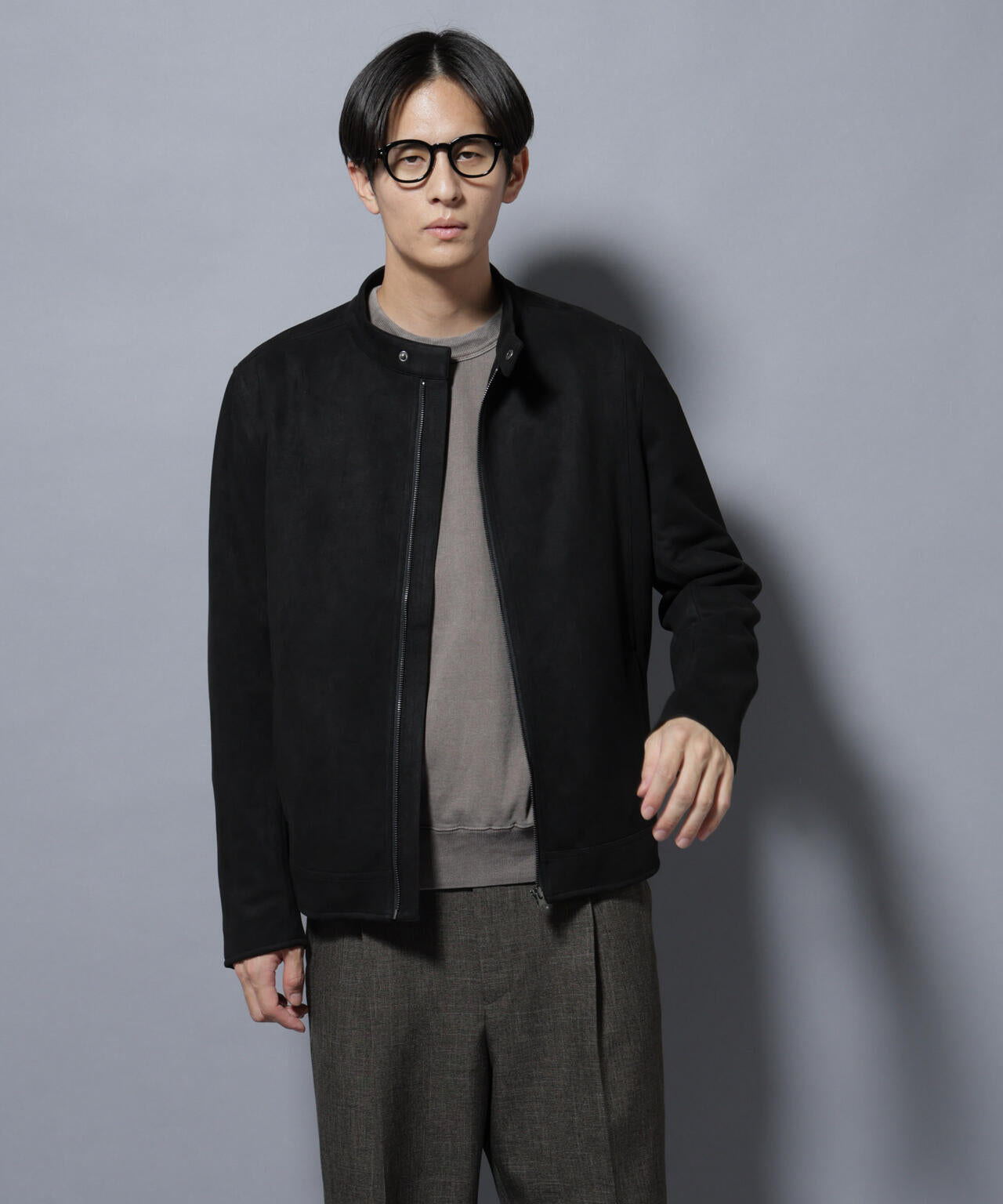 フェイクスエードシングルライダース