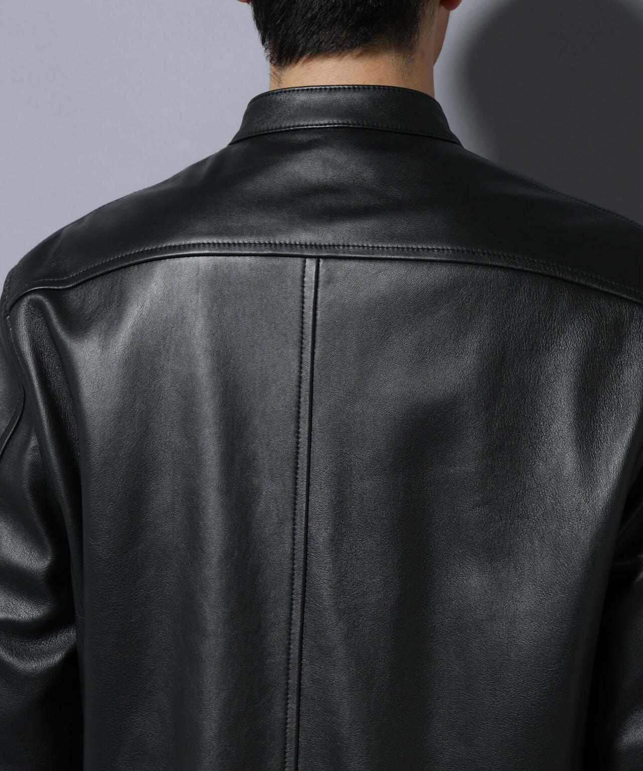 ラムナッパレザーバンドカラーライダースジャケット