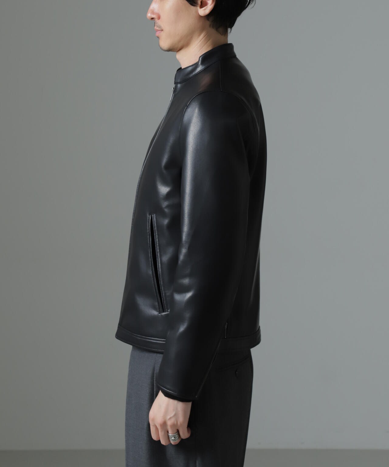 ナノユニバース レザージャケット キルティング シングルライダース L