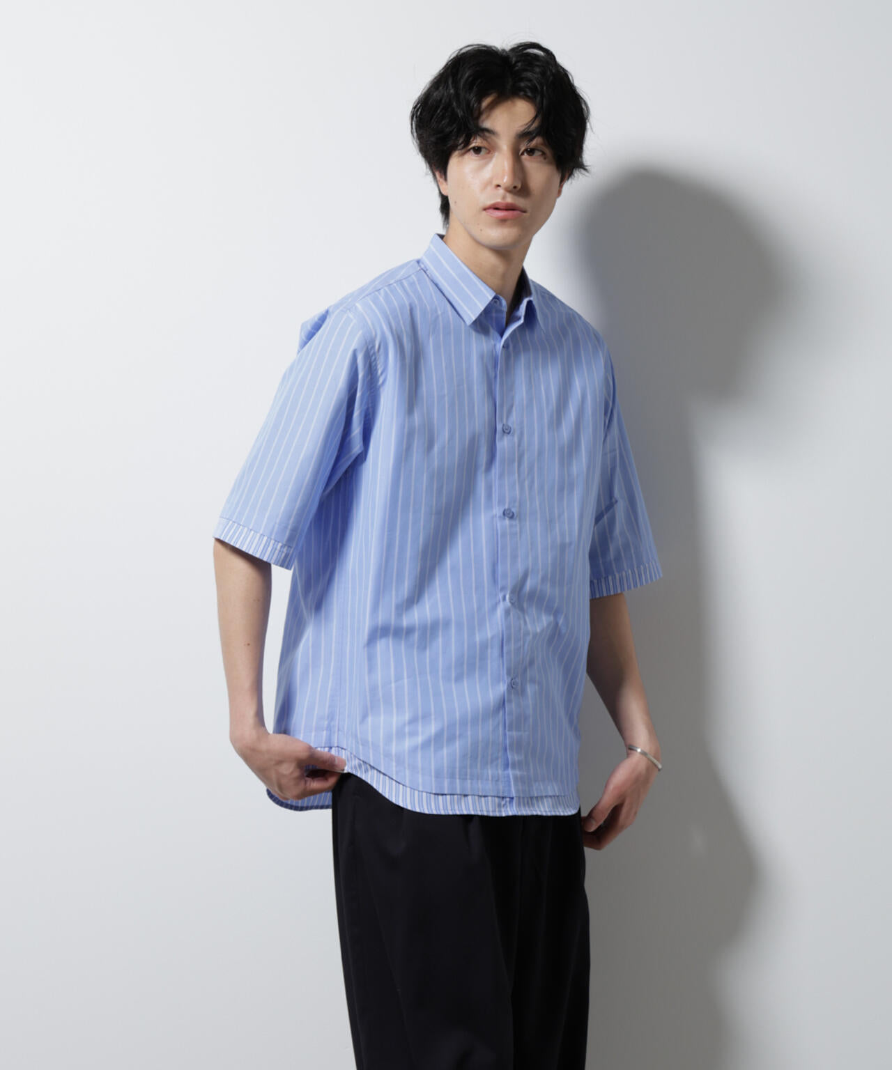 GOD ONLY KNOWS ストライプシャツ ブルー S GOD ONLY KNOWS ストライプ