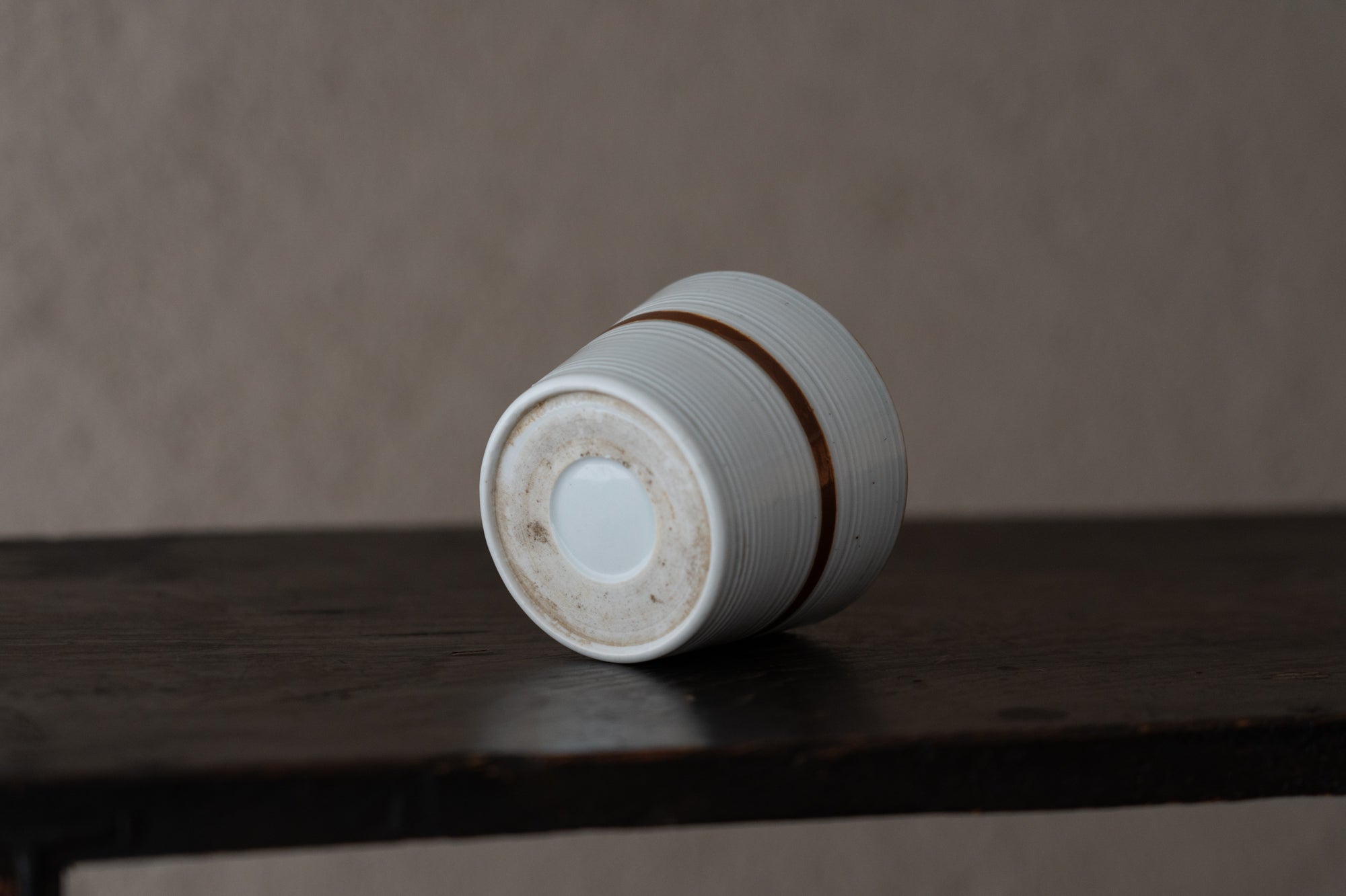 古伊万里白磁錆絵輪線文猪口