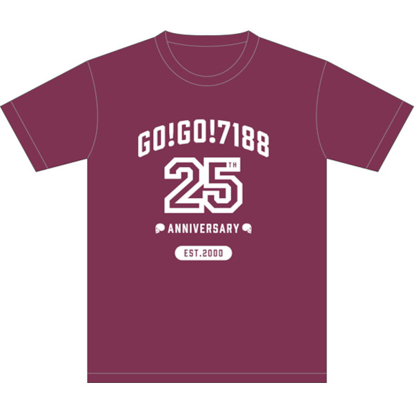 GO!GO!7188】25周年記念Tシャツ『Skull College』バーガンディ