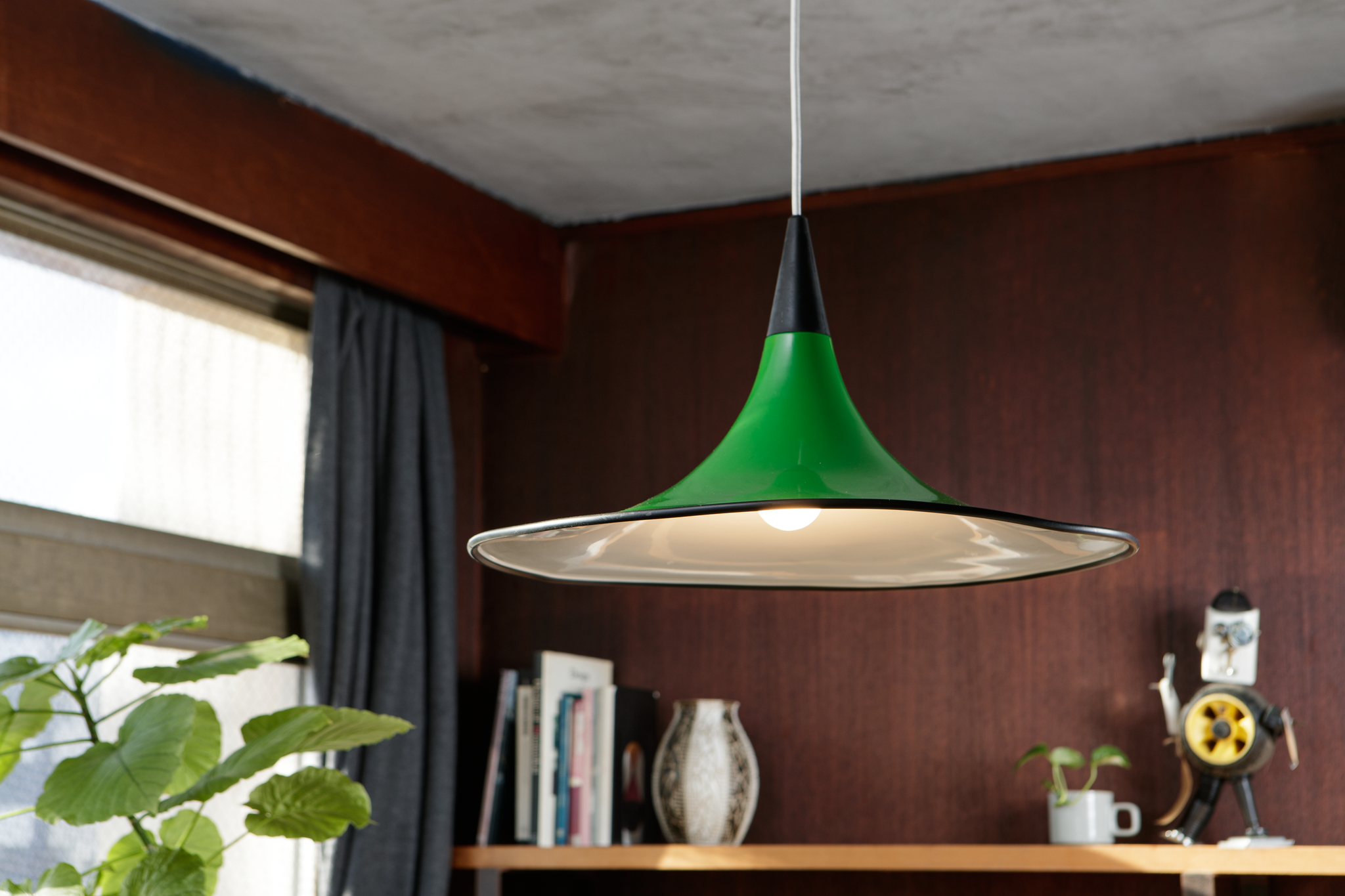 チューリップライト 緑 その4 昭和レトロ ペンダントライト コード交換済