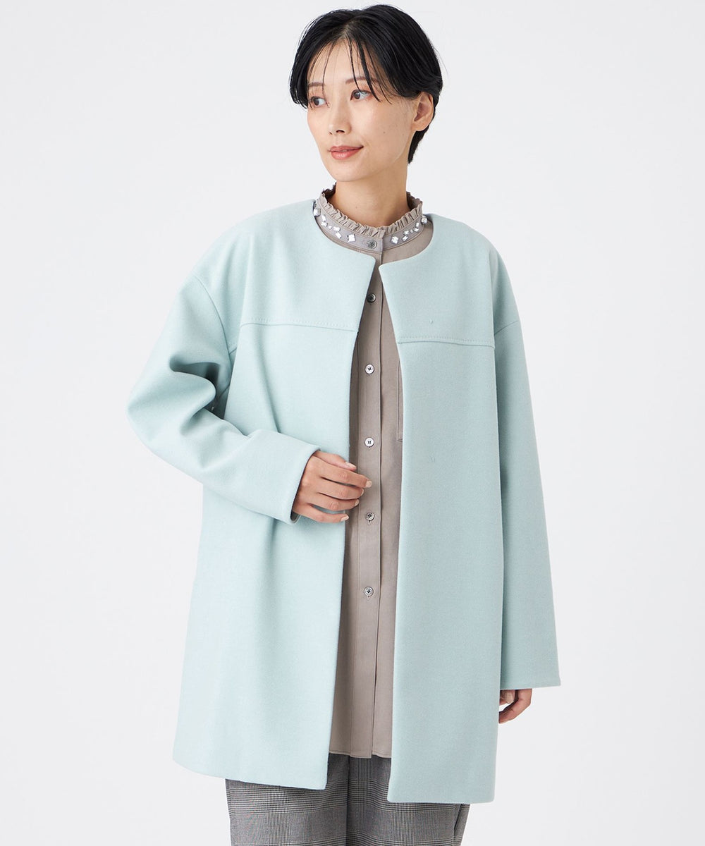 カタログ掲載】【ウォッシャブル】ウールライクジャージ―ノーカラー