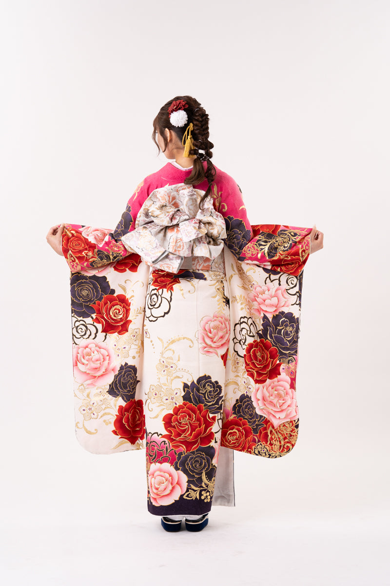 白地 ピンク染め分け 薔薇柄振袖【127】 – SAKURA TOKYO