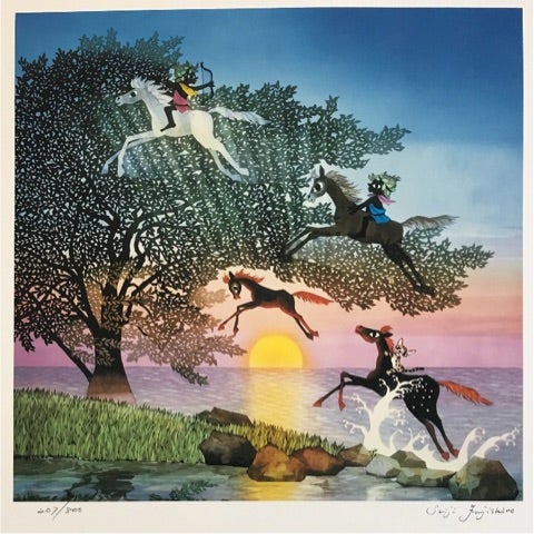 額付】【真作】未来へ向けての美しい橋 藤城清治 Fujishiro Seiji