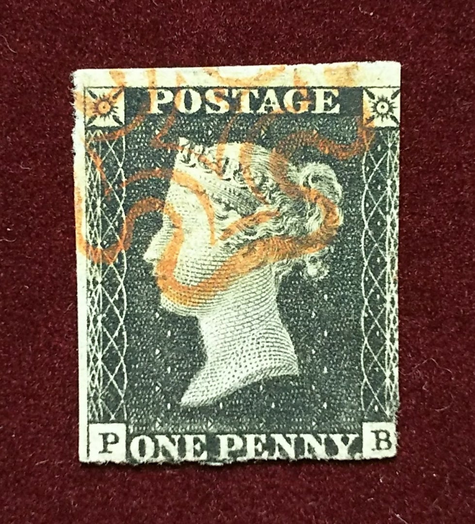 ペンスブルー ペニーブラック 1840年イギリス 世界最古の郵便切手Y (484)