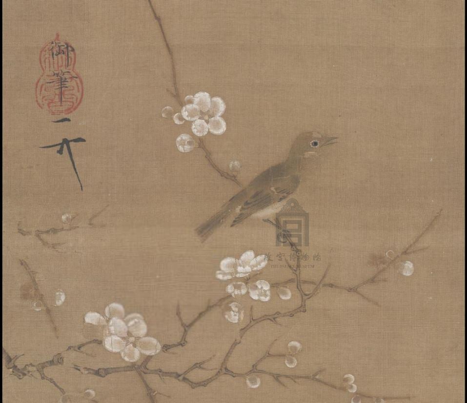 中国古美術・旧藏・宋代風・宋徽宗款・花鳥図・手描き中堂画・宣紙