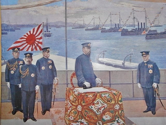 扇子 日本海海戦「三笠」艦橋の図 東郷平八郎