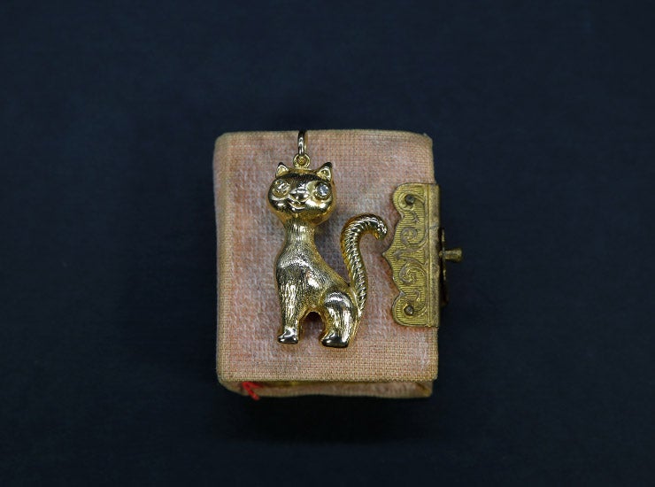 ヴィンテージ9金ダイヤモンドアイ猫チャーム（ジョージ・ジェンセン