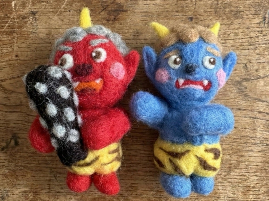 鬼は外！福は内！節分なので羊毛フェルトで赤鬼青鬼を作ってみた