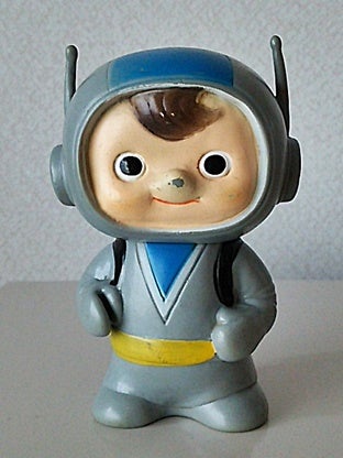 y551□こくぎん こくちゃん ソフビ 貯金箱 國民相互銀行◇宇宙飛行士