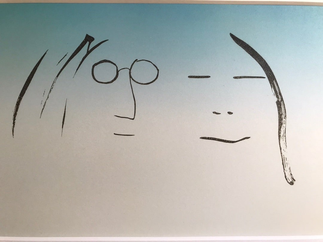 ジョンレノン オノヨーコ 人物画 イラスト 白磁板 フレームスタンド