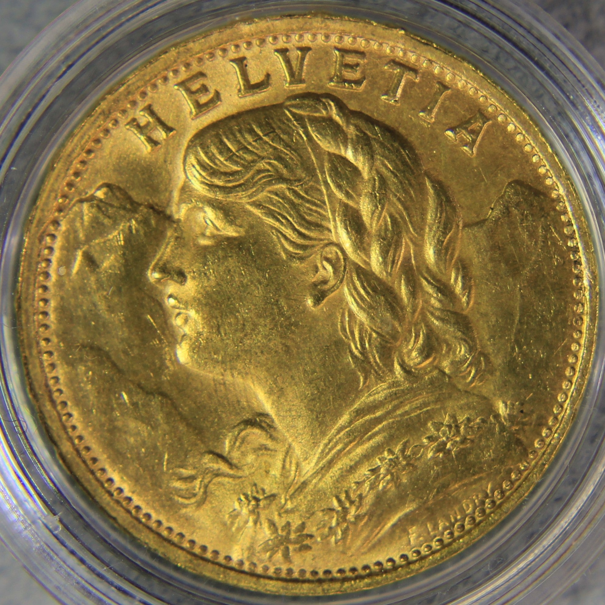 1935年 スイス ブレネリ アルプスの少女 20フラン 金貨 NGC MS65 1935