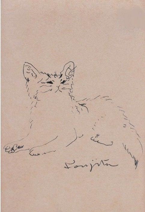 藤田嗣治「猫」鉛筆自筆サイン入りデッサン画です♪ | あぐすのブログ