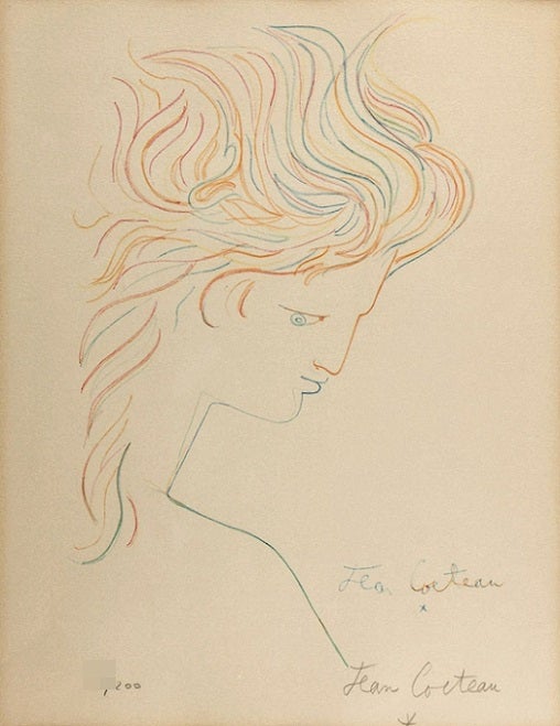 ジャン・コクトー「天使のプロフィル」自筆サイン入りリトグラフ