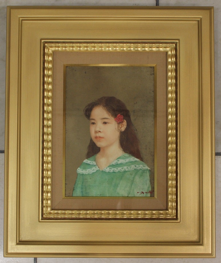 藤井勉 「少女 華」 0号 油彩画 真筆 藤井勉「少女華」0号油彩