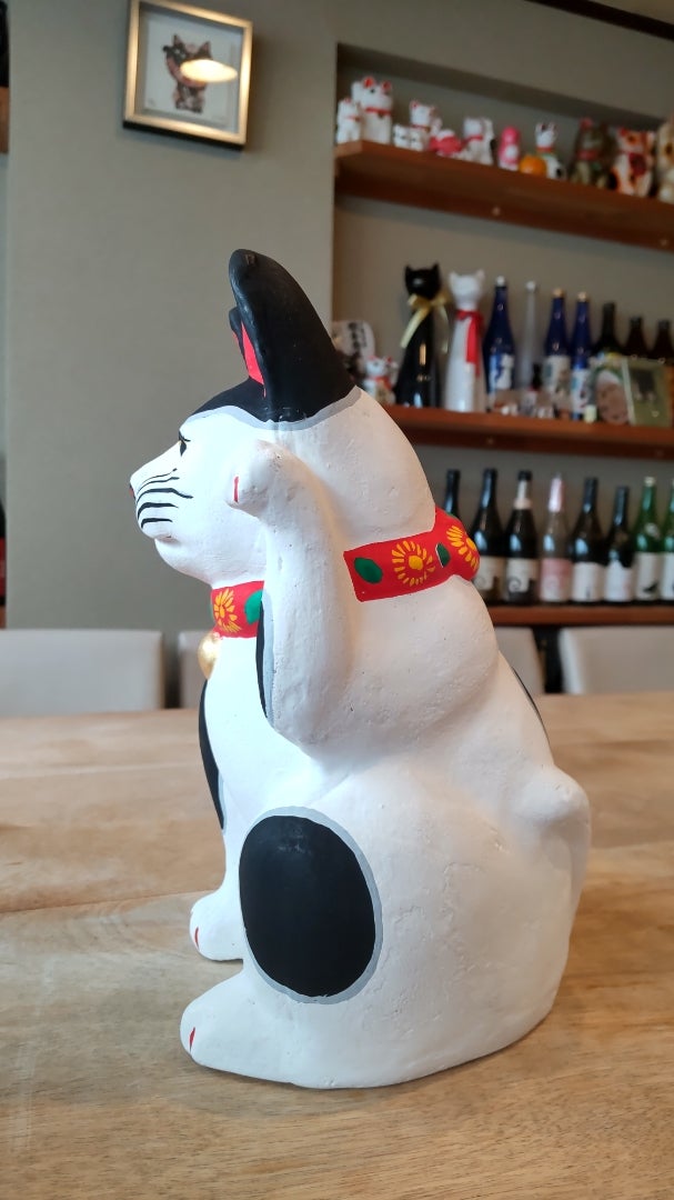 三河系旭土人形 招き猫 まり猫 小 三河旭土人形 高山八郎作 郷土玩具