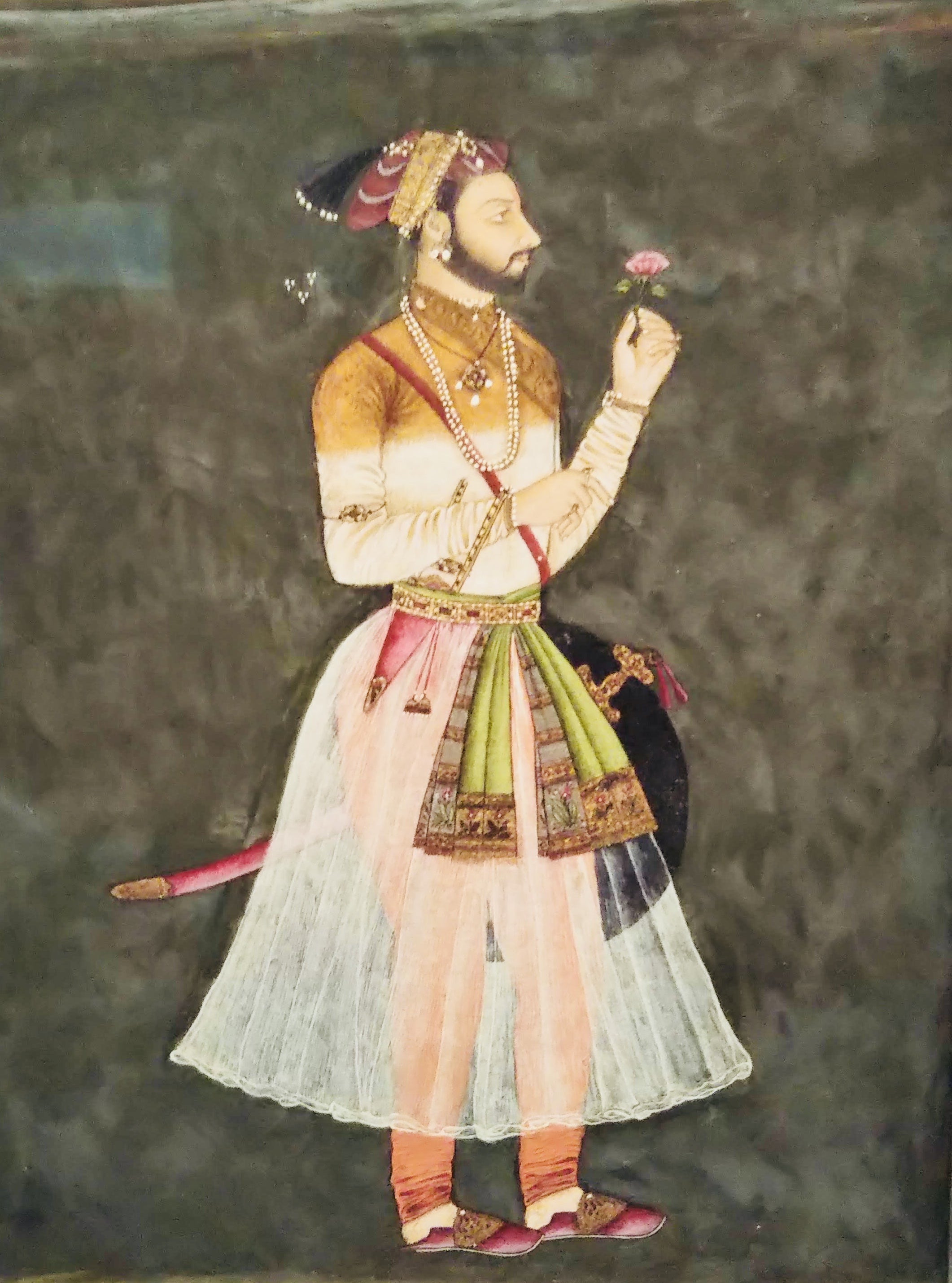 ○インド手描き 細密画 象と馬セット 額装／伝統ラージャスターン画