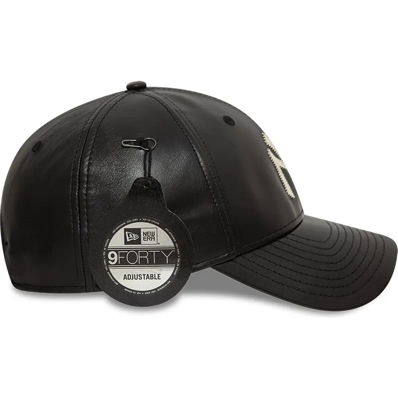 New Era Curved Brim 9FORTY Leather New York Yankees MLB Black