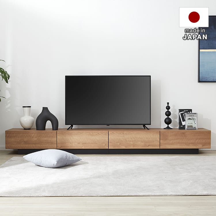 国産テレビ台 70型対応 木目調 収納 ワイド [幅260] | 【公式】LOWYA