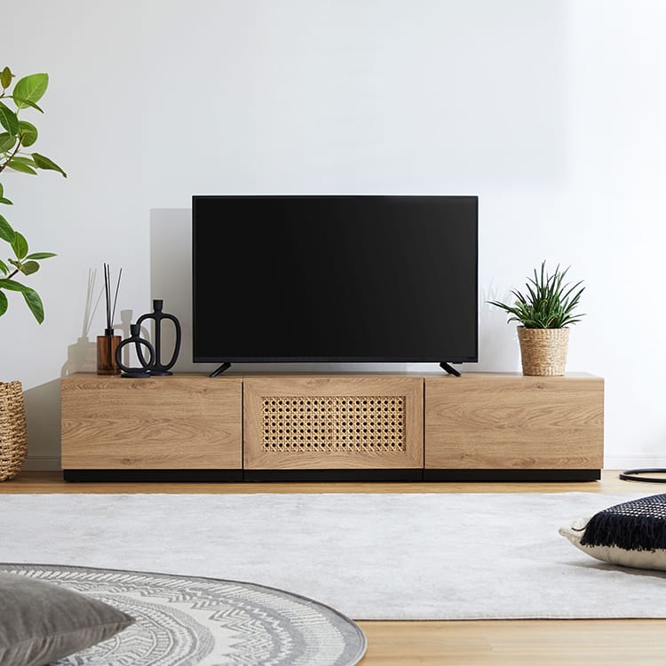 LOWYA ラタン調デザイン テレビボード 140cm